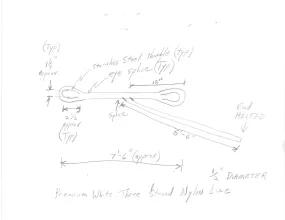 1/2' Three Strand Double line 100% Nylon Rope with Stainless Steel Thimble.  (Tensile Strength 6400 Lbs.) Made in USA. FREE EXPEDITED SHIPPING