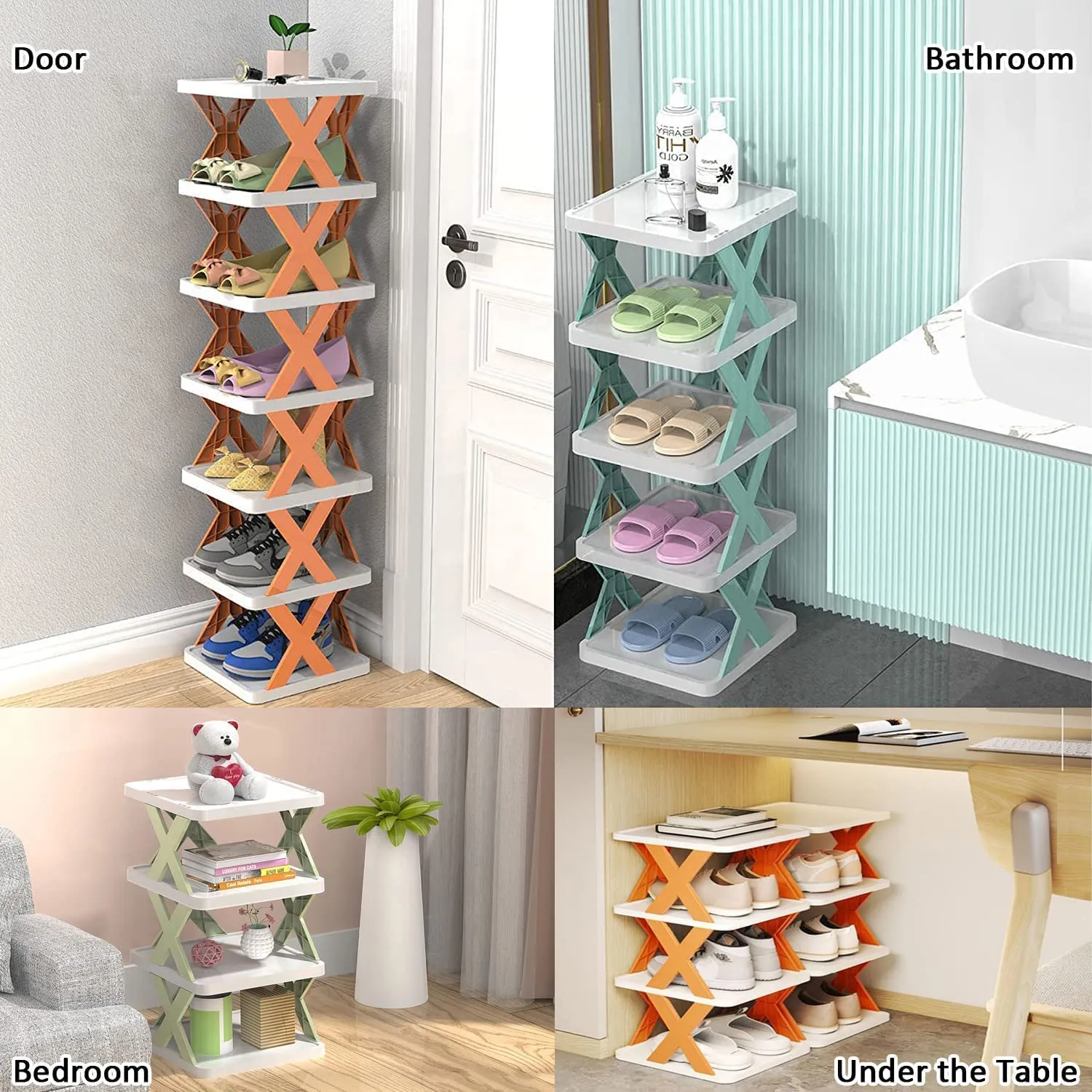 9065   5 Layer Shoes Stand, Shoe Tower Rack Suit for Small Spaces, Closet, Small Entryway, Easy Assembly and Stable in Structure, Corner Storage Cabinet for Saving Space