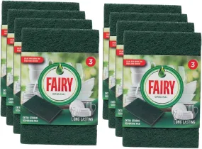 Addis Fairy Original Extra Strong Scourer Pads, 8 Packs of 3, Green 24 Pads