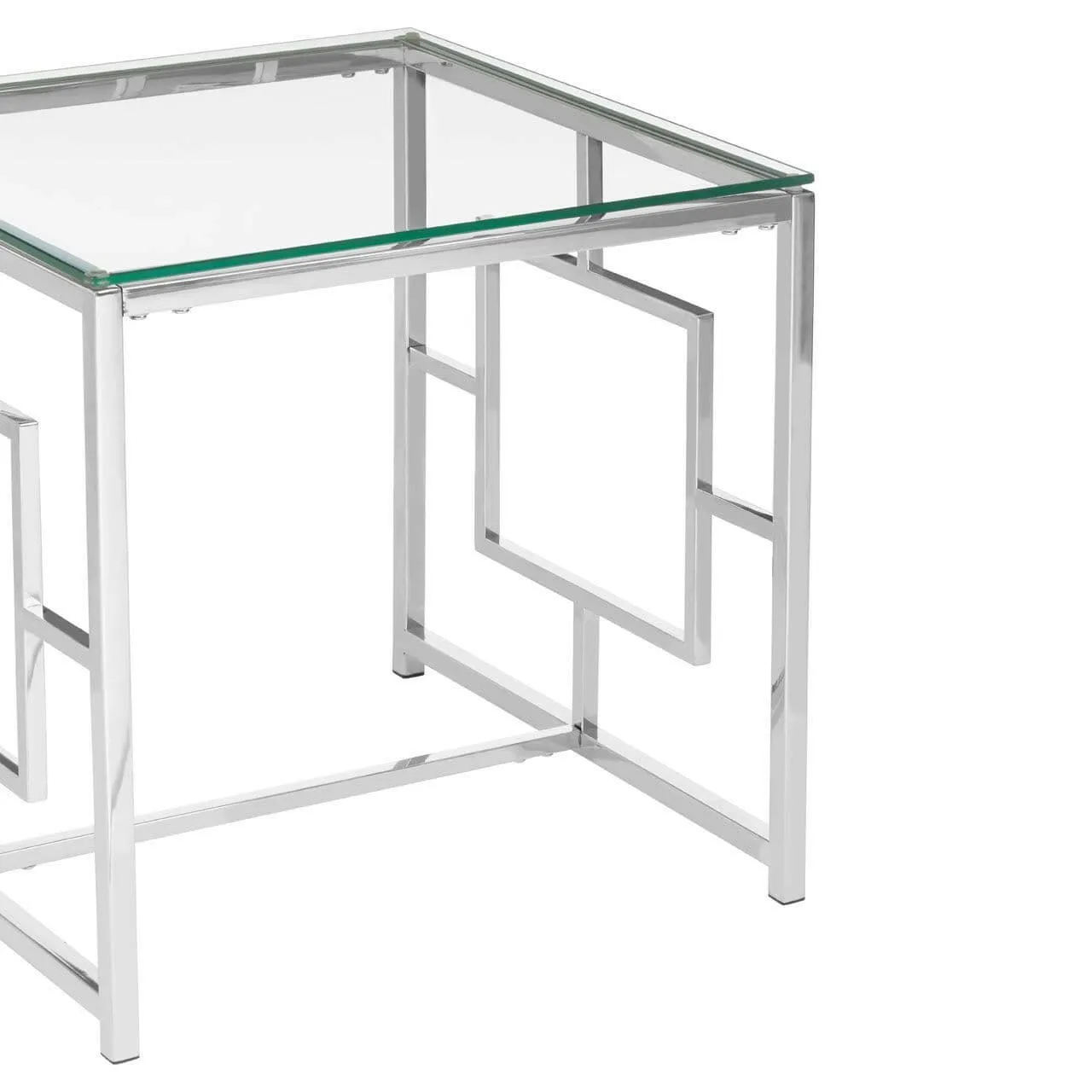 Allez Clear Glass / Silver Base End Table