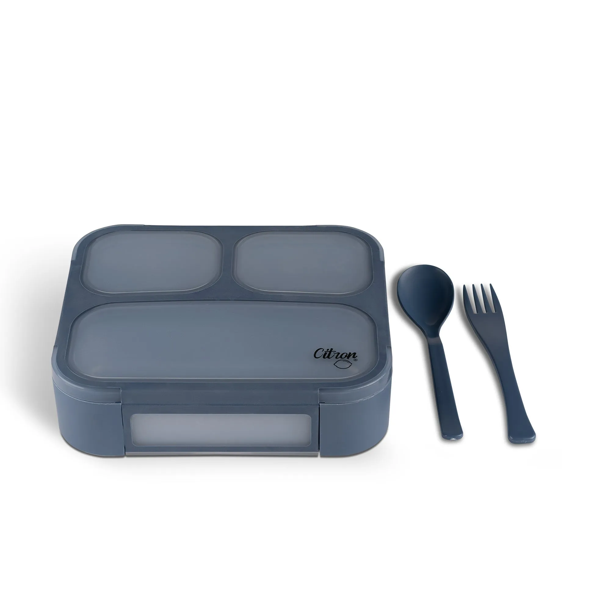 Citron Lunchbox with Fork and Spoon - Dark Blue