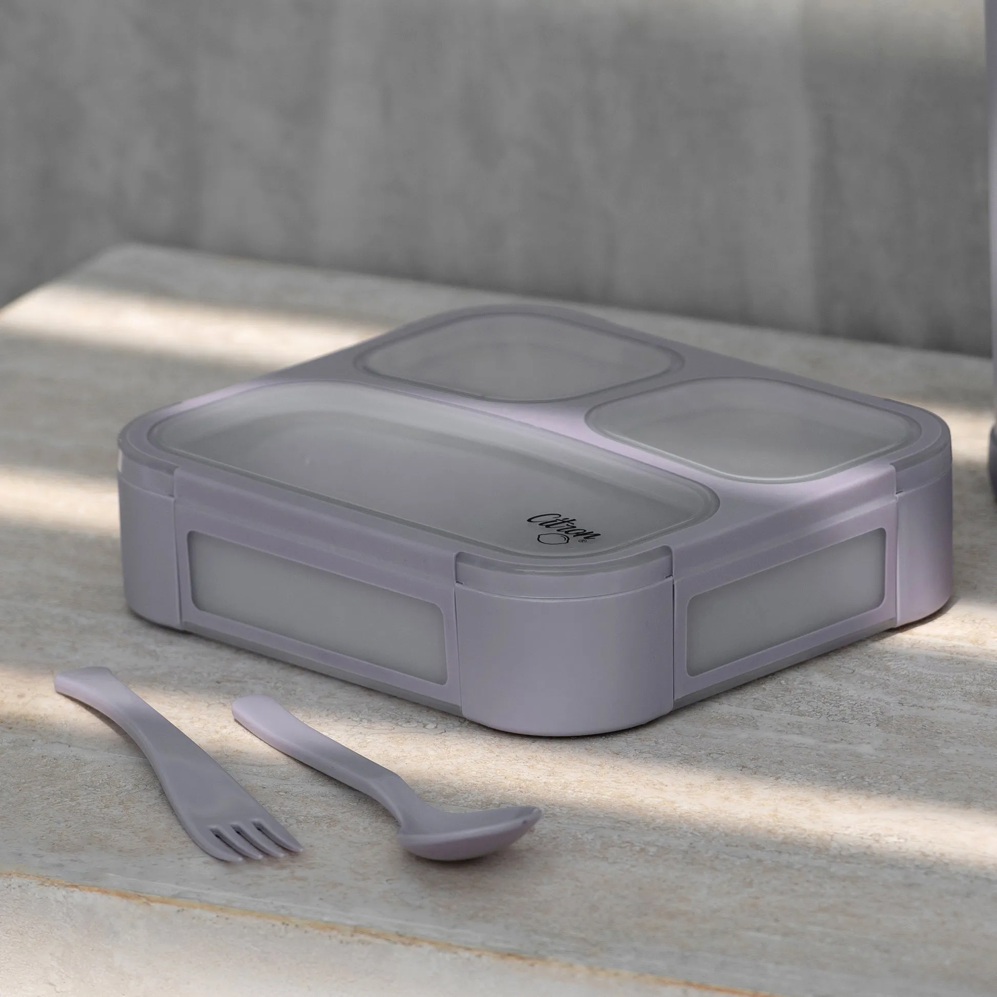 Citron Lunchbox with Fork and Spoon - Purple