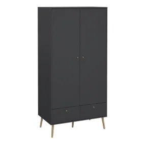 Cumbria Wardrobe with 2 Doors   2 Drawers Dark Grey