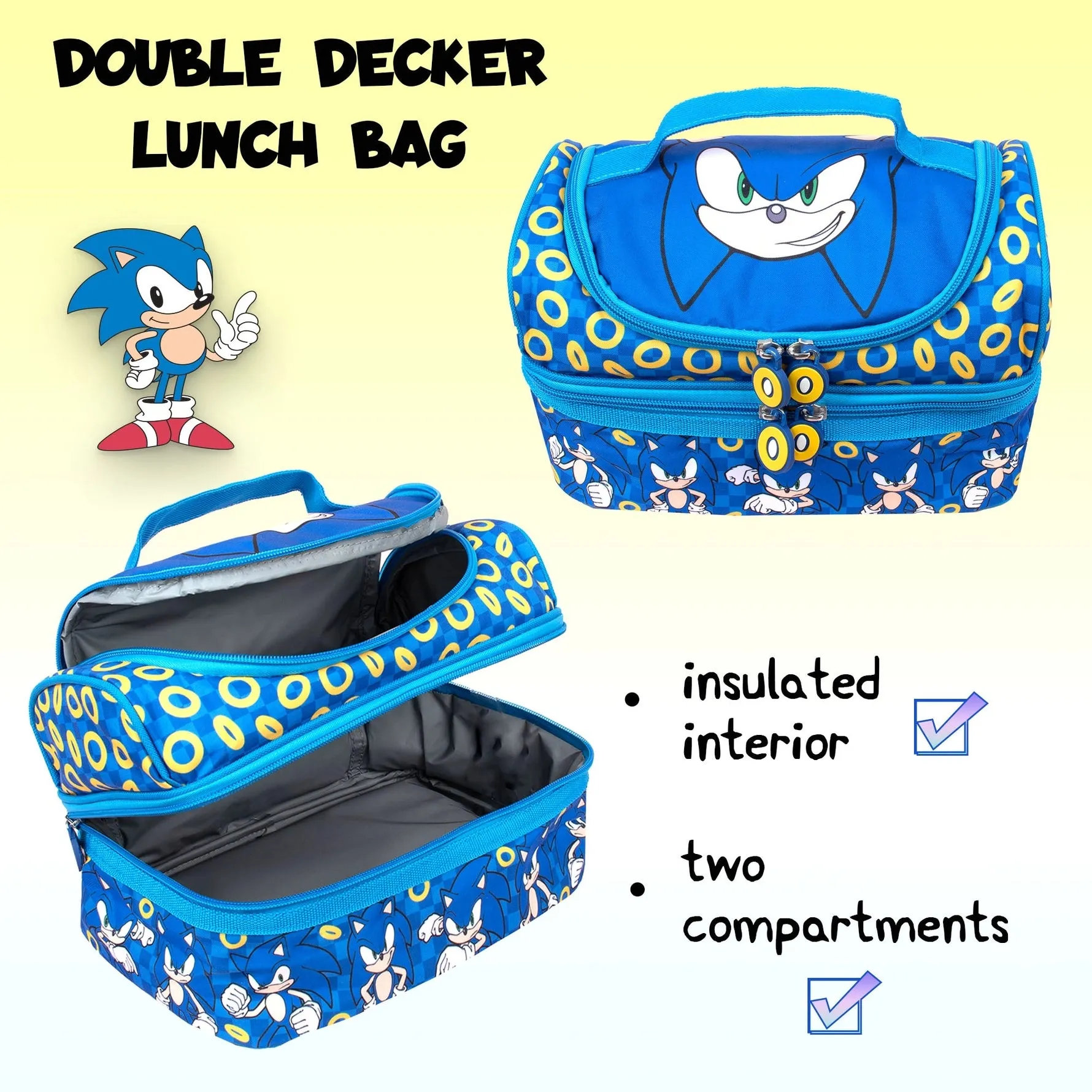 Dual Compartment Insulated Lunch Bag - Sonic