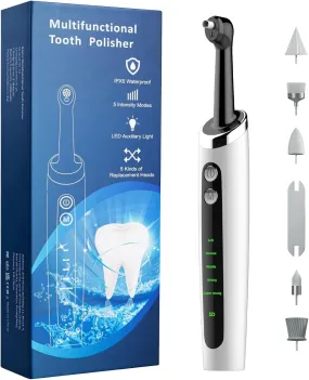 Electric Tooth Polisher, Multifunctional Replacement Head Teeth Cleaning Kit for Fighting Tooth Smoke and Tea Stains, USB Charging, Waterproof