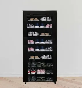 GlowSilk Smart Buy Home Utility Portable Space Saving 9 Layer Metal Shoe Rack for Home Organizer Stand Black