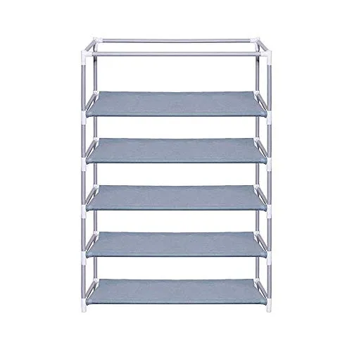 HELLO DADDY - Home Utility Portable Space Saving 5-Layer Metal Shoe Rack Organizer Stand-(Blue)