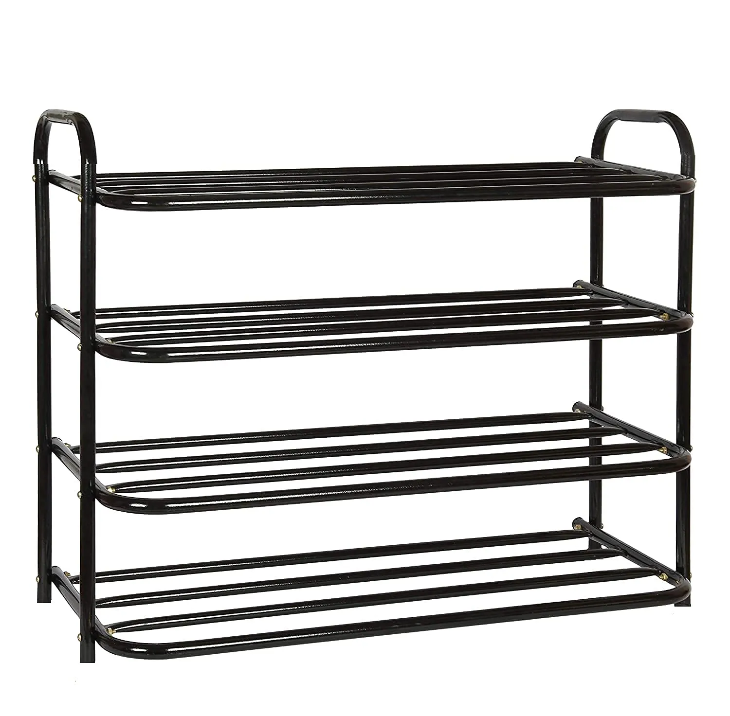 KSP HOME Heavy Metal Shoe Rack (4 Shelves) Foldable Open Book Shelf, Book Shelve, Shoe Rack, Shoes Storage Rack for Home Shoe Stand Shelf Big (60 * 60 * 25 cm) (Black) (4 Shelf Big)