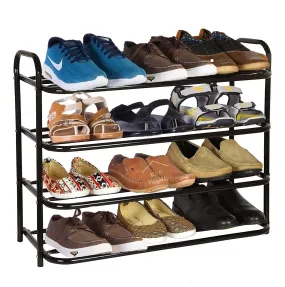 KSP HOME Heavy Metal Shoe Rack (4 Shelves) Foldable Open Book Shelf, Book Shelve, Shoe Rack, Shoes Storage Rack for Home Shoe Stand Shelf Big (60 * 60 * 25 cm) (Black) (4 Shelf Big)