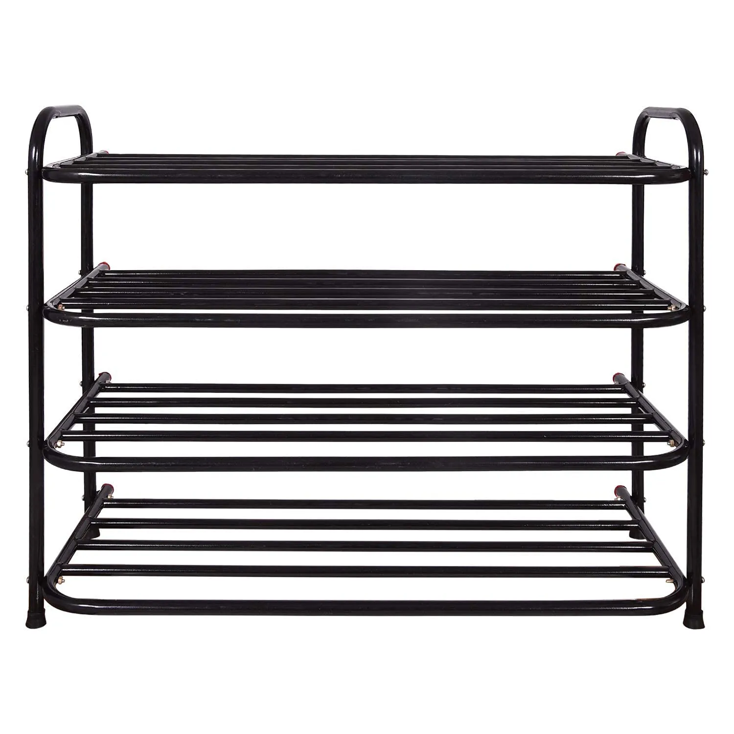 KSP HOME Heavy Metal Shoe Rack (4 Shelves) Foldable Open Book Shelf, Book Shelve, Shoe Rack, Shoes Storage Rack for Home Shoe Stand Shelf Big (60 * 60 * 25 cm) (Black) (4 Shelf Big)