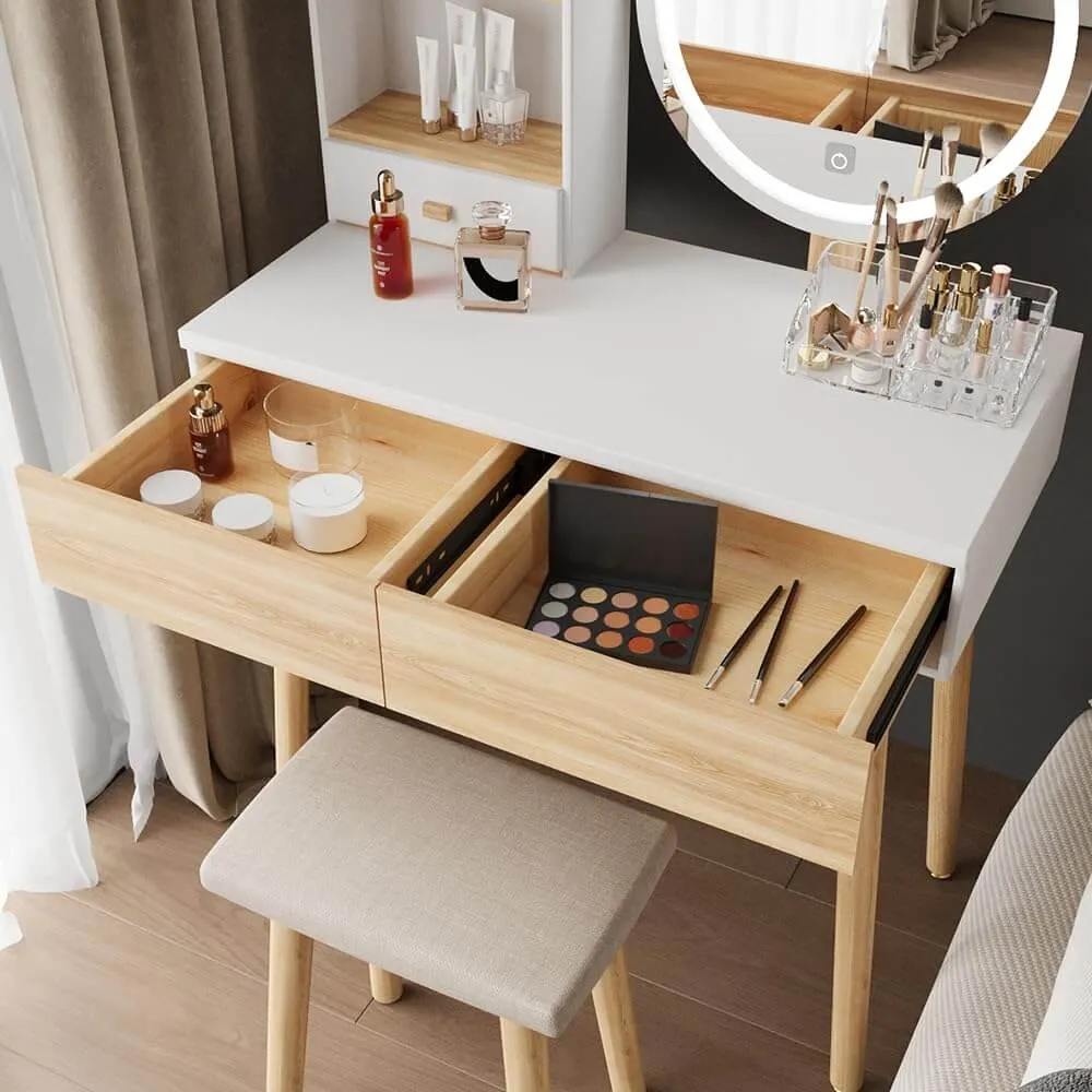 Makeup Vanity Desk With Oval Mirror HW1149