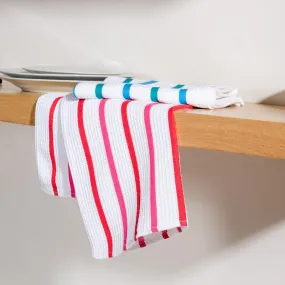 Multistripe Dish Cloths - Red and Blue Set