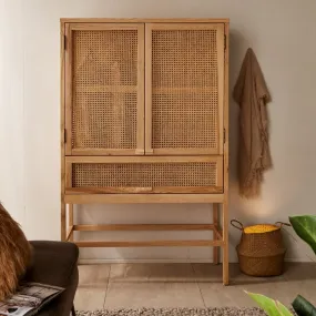 Rattan Solid Wood Wardrobe