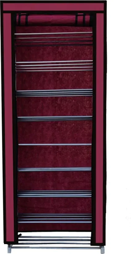 SANAMSTORE Multipurpose 9 Layer Metal Pipe with Non-Woven 100GSM Fabric Cover Shoe/Cloth/Toy/Books Rack-Maroon